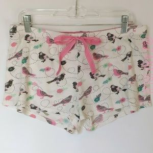 Insomniax Cream Sleep Shorts with Birds/Flowers